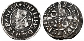 Philip IV (1621-1665). Croat. 1631. Barcelona. (Cal-660). (Cru C.G-4414b). Ag. 3,07 g. The O of CINO on an I. Minted on another Croat. VF/Almost VF. E...
