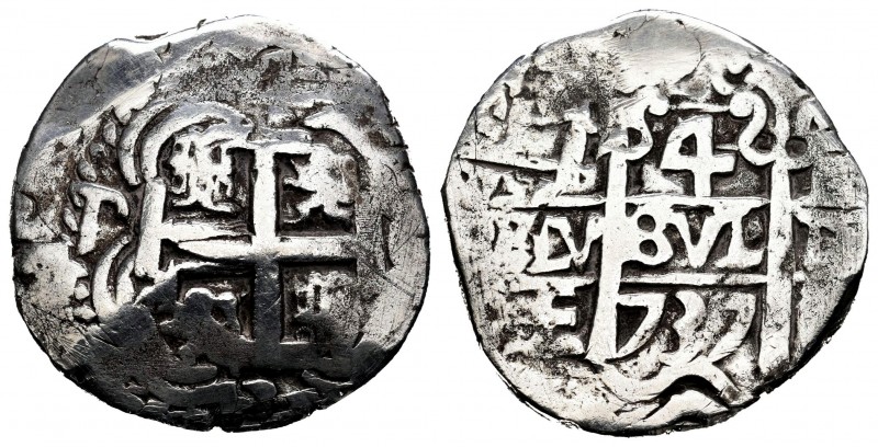 Philip V (1700-1746). 4 reales. 1737. Potosí. E. (Cal-1191). Ag. 12,73 g. Plugge...