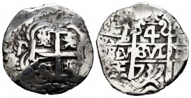 Philip V (1700-1746). 4 reales. 1737. Potosí. E. (Cal-1191). Ag. 12,73 g. Plugged hole. Cleaned. Choice VF. Est...90,00. 


SPANISH DESCRIPTION: Fe...