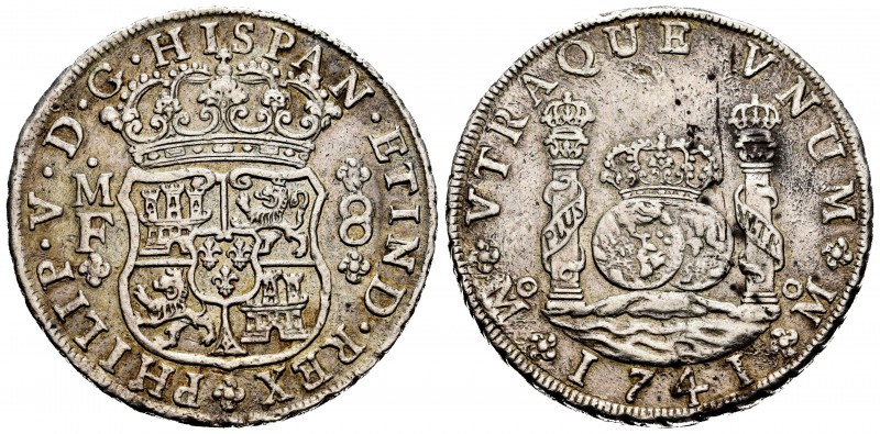 Philip V (1700-1746). 8 reales. 1741. México. MF. (Cal-1458). Ag. 26,70 g. Minos...