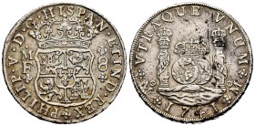 Philip V (1700-1746). 8 reales. 1741. México. MF. (Cal-1458). Ag. 26,70 g. Minos nicks on reverse. Choice VF. Est...250,00. 


SPANISH DESCRIPTION:...
