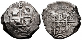Philip V (1700-1746). 8 reales. 1735. Potosí. E. (Cal-1570). Ag. 26,68 g. Double date, one of them partially visible. Almost VF/VF. Est...275,00. 

...