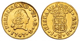 Philip V (1700-1746). 1/2 escudo. 1747. Madrid. JB. (Cal-548). Au. 1,70 g. First bust. It was in hoop. VF. Est...140,00. 


SPANISH DESCRIPTION: Fe...