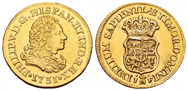 Philip V (1700-1746). 2 escudos. 1731. Madrid. JF. (Cal-1866). Au. 6,68 g. Weldi...