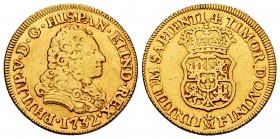 Philip V (1700-1746). 2 escudos. 1732. Madrid. JF. (Cal-1869). Au. 6,55 g. Used as a jewelry piece. Rare. VF. Est...400,00. 


SPANISH DESCRIPTION:...