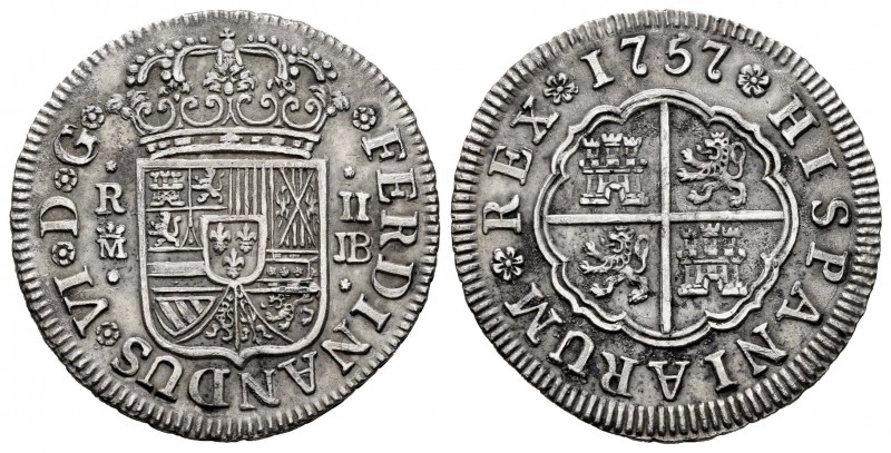 Ferdinand VI (1746-1759). 2 reales. 1857. Madrid. JB. (Cal-281). Ag. 5,08 g. Sli...