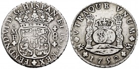 Ferdinand VI (1746-1759). 8 reales. 1752. México. MF. (Cal-477). Ag. 26,52 g. Minor scratches on edge. Almost VF. Est...180,00. 


SPANISH DESCRIPT...