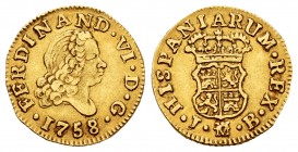 Ferdinand VI (1746-1759). 1/2 escudo. 1758. Madrid. JB. (Cal-564). Au. 1,62 g. Fourth bust. VF. Est...140,00. 


SPANISH DESCRIPTION: Fernando VI (...