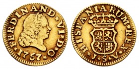 Ferdinand VI (1746-1759). 1/2 escudo. 1757. Sevilla. JV. (Cal-584). Au. 1,73 g. Fourth bust. Almost VF/VF. Est...140,00. 


SPANISH DESCRIPTION: Fe...