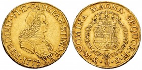 Ferdinand VI (1746-1759). 8 escudos. 1759. México. MM. (Cal-795). (Cal onza-610). Au. 26,94 g. Scarce. VF. Est...2000,00. 


SPANISH DESCRIPTION: F...