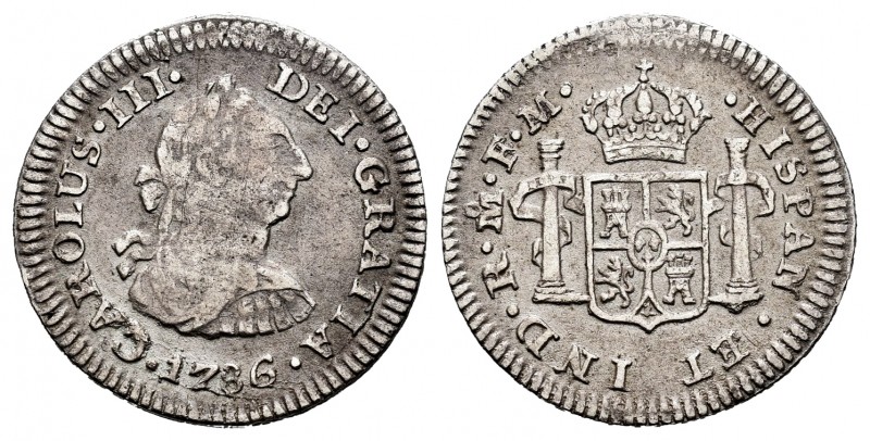 Charles III (1759-1788). 1/2 real. 1786. México. FM. (Cal-215). Ag. 1,61 g. Almo...