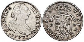 Charles III (1759-1788). 4 reales. 1777. Sevilla. CF. (Cal-983). Ag. 13,17 g. Minor hairlines on obverse. Scarce. Choice VF. Est...240,00. 


SPANI...