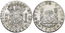 Charles III (1759-1788). 8 reales. 1761/0. México. MM. (Cal-1074 var). Ag. 26,92 g. Cross between I and S. Weakly struck but visible overdate. Cleaned...