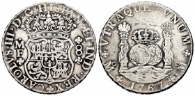 Charles III (1759-1788). 8 reales. 1767. México. MF. (Cal-1092). Ag. 26,70 g. Choice F. Est...150,00. 


SPANISH DESCRIPTION: Carlos III (1759-1788...