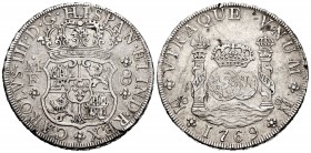 Charles III (1759-1788). 8 reales. 1769. México. MF. (Cal-1095). Ag. 26,65 g. Planchet flaw on obverse. Minor nicks. VF. Est...220,00. 


SPANISH D...