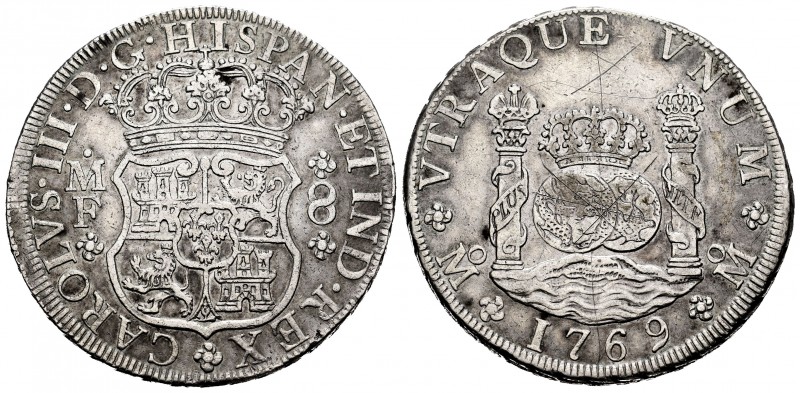 Charles III (1759-1788). 8 reales. 1769. México. MF. (Cal-1095). Ag. 26,78 g. Sc...