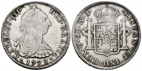 Charles III (1759-1788). 8 reales. 1772. México. MF. (Cal-1104). Ag. 26,82 g. Inverted mintmark and assayers. Scarce. Almost VF. Est...170,00. 


S...
