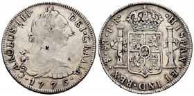 Charles III (1759-1788). 8 reales. 1776. Potosí. PR. (Cal-1173). Ag. 26,90 g. Chop marks. Scarce. Almost VF/VF. Est...80,00. 


SPANISH DESCRIPTION...