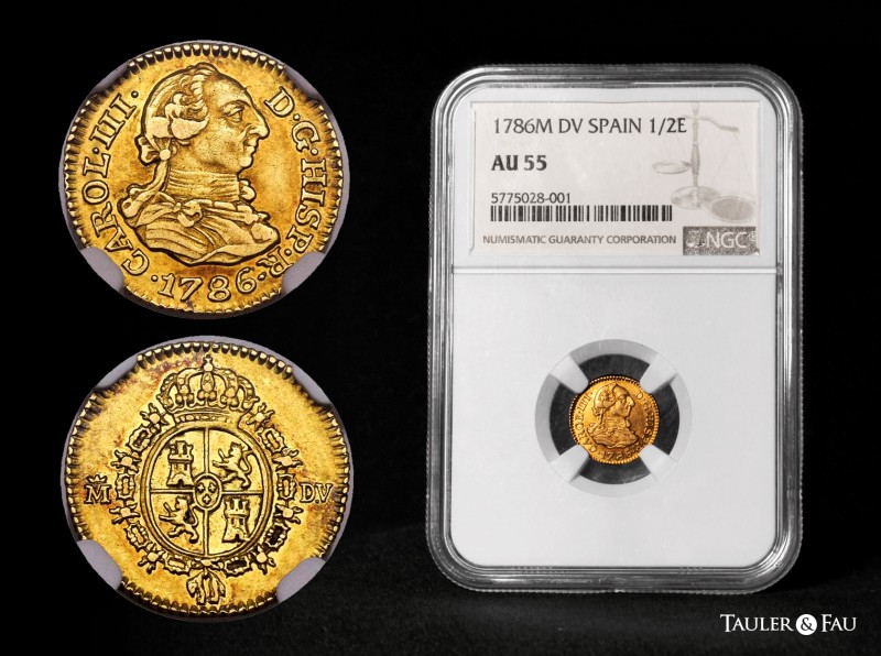 Charles III (1759-1788). 1/2 escudo. 1786. Madrid. DV. (Cal-1280). Au. Slabbed b...