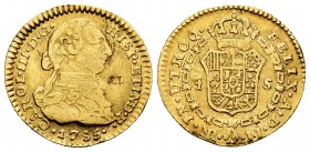 Charles III (1759-1788). 1 escudo. 1785. Santa Fe de Nuevo Reino. JJ. (Cal-1468). Au. 3,27 g. Countermark. Scarce. Almost VF. Est...200,00. 


SPAN...