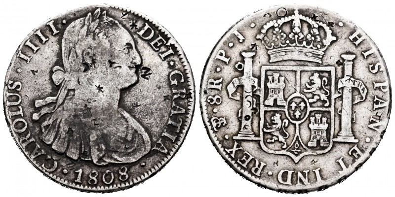 Charles IV (1788-1808). 8 reales. 1808. Potosí. PJ. (Cal-1014). Ag. 26,76 g. Cho...