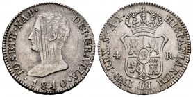 Joseph Napoleon (1808-1814). 4 reales. 1810. Madrid. AI. (Cal-14). Ag. 5,85 g. Adjustment lines on obverse. Choice VF. Est...60,00. 


SPANISH DESC...
