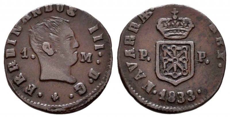 Ferdinand VII (1808-1833). 1 maravedi. 1833. Pamplona. (Cal-42). (Ros-4.11.31 va...