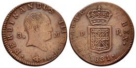 Ferdinand VII (1808-1833). 3 maravedis. 1831. Pamplona. (Cal-52). (Ros-4.11.18). Ae. 6,11 g. Ex Isabel Trastámara Collection 23/04/2015, lot 162. VF. ...