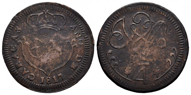 Ferdinand VII (1808-1833). 1/4 real. 1817. Caracas. (Cal-66). Ae. 3,68 g. Small ...