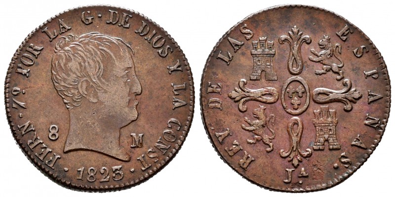 Ferdinand VII (1808-1833). 8 maravedis. 1823. Jubia. (Cal-204). Ae. 11,13 g. "Ca...