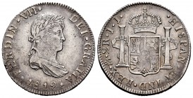 Ferdinand VII (1808-1833). 2 reales. 1819. México. JJ. (Cal-877). Ag. 6,66 g. Weak strike on the shield. Almost VF/VF. Est...50,00. 


SPANISH DESC...