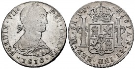 Ferdinand VII (1808-1833). 8 reales. 1810. Lima. JP. (Cal-1241). Ag. 26,49 g. Indigenous bust. VF/Almost VF. Est...150,00. 


SPANISH DESCRIPTION: ...
