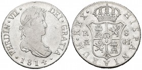 Ferdinand VII (1808-1833). 8 reales. 1814. Madrid. GJ. (Cal-1268). Ag. 26,71 g. Scarce. First-year laureate bust. VF/Choice VF. Est...140,00. 


SP...