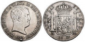 Ferdinand VII (1808-1833). 20 reales. 1823. Madrid. SR. (Cal-1283). Ag. 26,84 g. Nick on edge. Scarce. VF. Est...280,00. 


SPANISH DESCRIPTION: Fe...