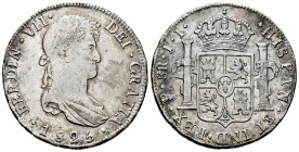 Ferdinand VII (1808-1833). 8 reales. 1825. Potosí. JL. (Cal-1394). Ag. 26,83 g. VF. Est...90,00. 


SPANISH DESCRIPTION: Fernando VII (1808-1833). ...