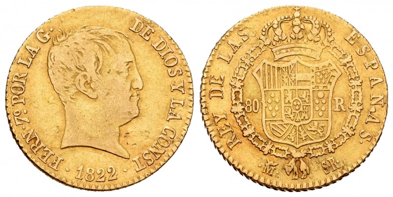 Ferdinand VII (1808-1833). 80 reales. 1822. Madrid. SR. (Cal-1641). Au. 6,67 g. ...