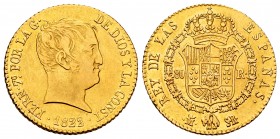 Ferdinand VII (1808-1833). 80 reales. 1822. Madrid. SR. (Cal-1641). Au. 6,77 g. "Cabezon" type. Almost XF. Est...350,00. 


SPANISH DESCRIPTION: Fe...