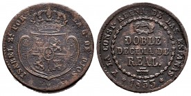 Elizabeth II (1833-1868). "Doble decima de real". 1853. Segovia. (Cal-148). Ae. 7,48 g. Rust. F/Almost VF. Est...40,00. 


SPANISH DESCRIPTION: Isa...