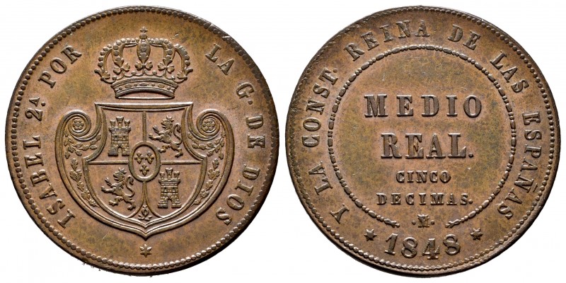 Elizabeth II (1833-1868). 1/2 real. 1848. Madrid. (Cal-152). Ae. 18,51 g. XF. Es...