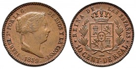 Elizabeth II (1833-1868). 10 centimos de real. 1859. Segovia. (Cal-175). Ae. 3,89 g. It retains some minor luster. AU. Est...70,00. 


SPANISH DESC...