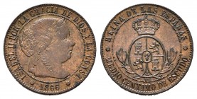 Elizabeth II (1833-1868). 1/2 centimo de escudo. 1866. Barcelona. OM. (Cal-199). Ae. 1,24 g. XF. Est...50,00. 


SPANISH DESCRIPTION: Isabel II (18...