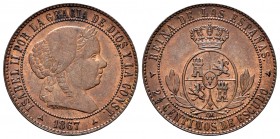 Elizabeth II (1833-1868). 2 1/2 centimos de escudo. 1868. Segovia. OM. (Cal-241). Ae. 6,34 g. It retains some luster. XF. Est...40,00. 


SPANISH D...