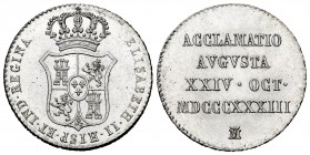 Elizabeth II (1833-1868). "Proclamation" medal. 1833. Madrid. (V-749). (Ha-21). Ag. 6,04 g. Plenty of original luster. Almost UNC. Est...60,00. 


...