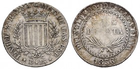 Elizabeth II (1833-1868). 1 peseta. 1836. Barcelona. PS. (Cal-271). Ag. 5,70 g. Striated edge. Scarce. Almost VF. Est...120,00. 


SPANISH DESCRIPT...