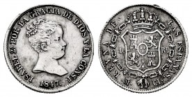 Elizabeth II (1833-1868). 1 real. 1847. Madrid. CL. (Cal-299). Ag. 1,48 g. Minor nick on edge. Choice VF. Est...35,00. 


SPANISH DESCRIPTION: Isab...