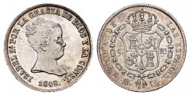 Elizabeth II (1833-1868). 1 real. 1848. Madrid. CL. (Cal 2008-416). (Cal 2019-300). Ag. 1,48 g. Original luster. AU. Est...100,00. 


SPANISH DESCR...