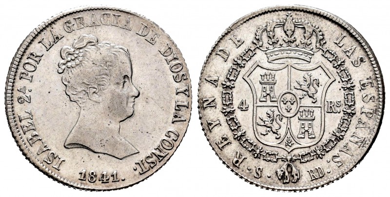 Elizabeth II (1833-1868). 4 reales. 1841. Sevilla. RD. (Cal-479). Ag. 5,98 g. Or...