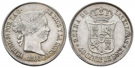 Elizabeth II (1833-1868). 40 centimos de escudo. 1866. Madrid. (Cal-501). Ag. 5,17 g. Choice VF. Est...40,00. 


SPANISH DESCRIPTION: Isabel II (18...