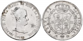 Elizabeth II (1833-1868). 20 reales. 1837. Madrid. (Cal-581). Ag. 26,98 g. It was in hoop. Rare. Almost VF/VF. Est...300,00. 


SPANISH DESCRIPTION...