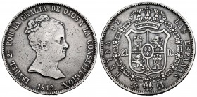 Elizabeth II (1833-1868). 20 reales. 1849. Madrid. CL. (Cal-588). Ag. 25,90 g. Minor nicks. Scarce. Almost VF. Est...220,00. 


SPANISH DESCRIPTION...